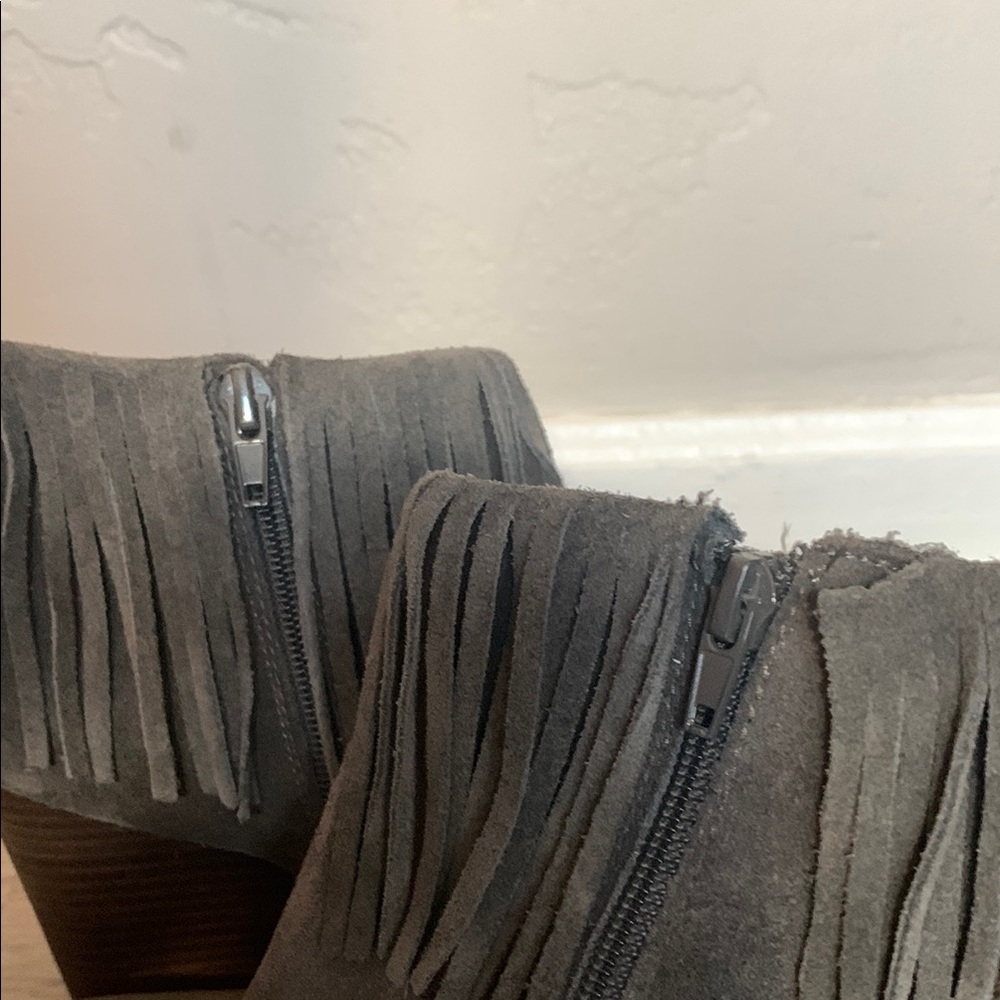 Lucky Brand Fringe Suede Wedge Ankle Boots - Picture 5 of 5